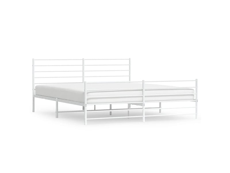  Lit double- lit adulte -  cadre de lit métal sans matelas et pied de lit blanc 200x200 cm  - Conforama A