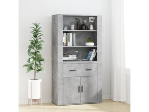 Buffet haut - bahut - meuble de rangement gris béton bois d'ingénierie
