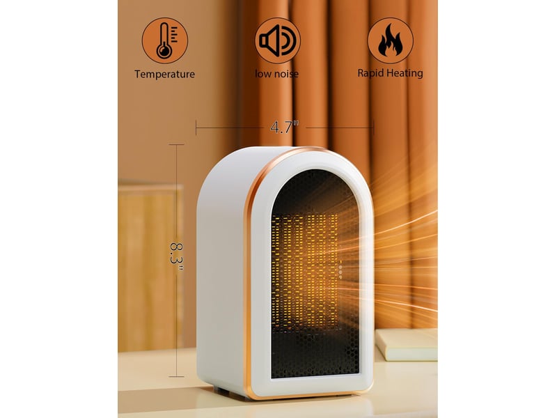  Chauffage électrique silencieux avec protection contre la surchauffe et le basculement, chauffage en céramique ptc, adapté au bureau et à la chambre, 800 w, blanc LH00000482JY - Conforama B