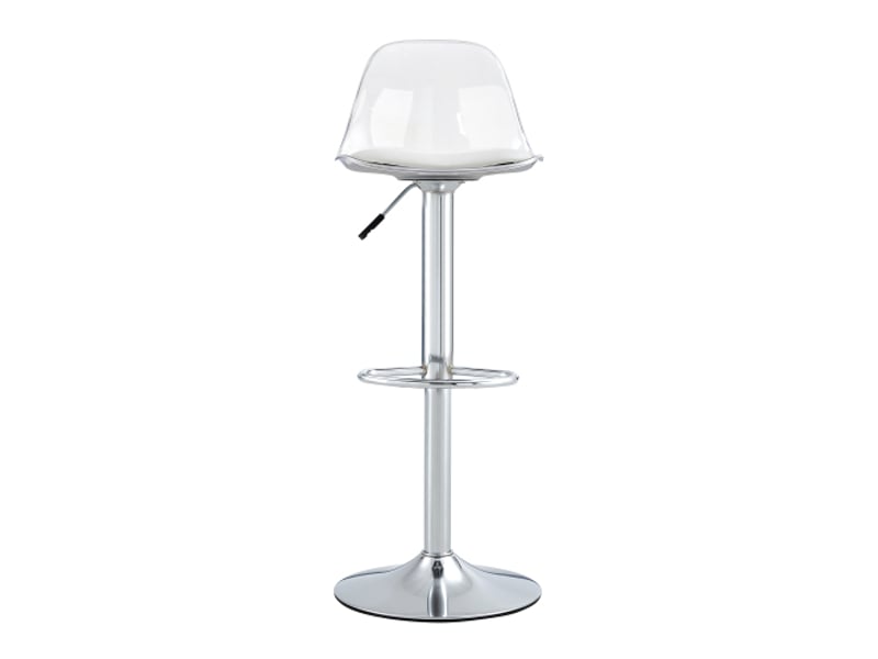  Chaises pivotantes 2 pièces - dossier transparent, pieds argentés, hauteur réglable 82-104 cm  - Conforama A