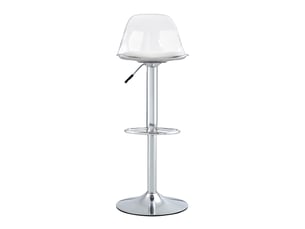 Chaises pivotantes 2 pièces - dossier transparent, pieds argentés, hauteur réglable 82-104 cm