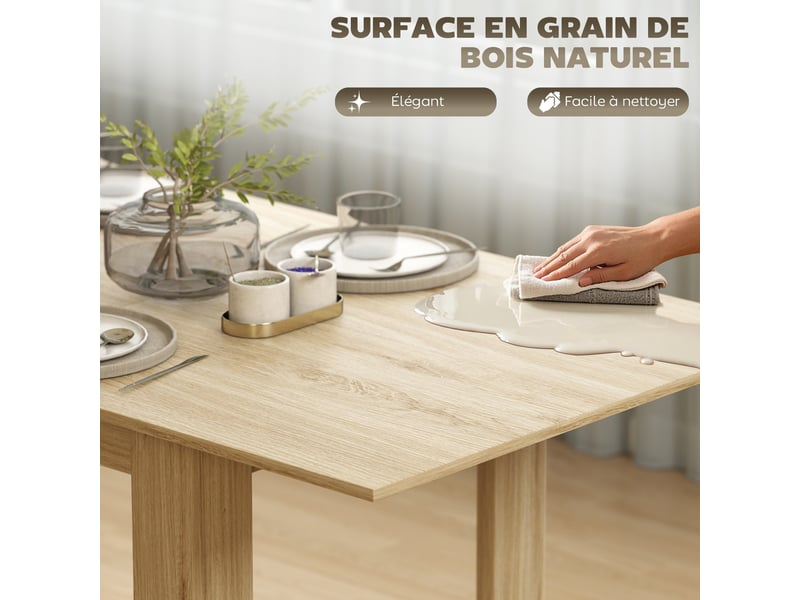 Table à manger extensible, table de cuisine rectangulaire, pour 6-8 personnes, effet bois naturel, 140-180 x 80 cm - Conforama R