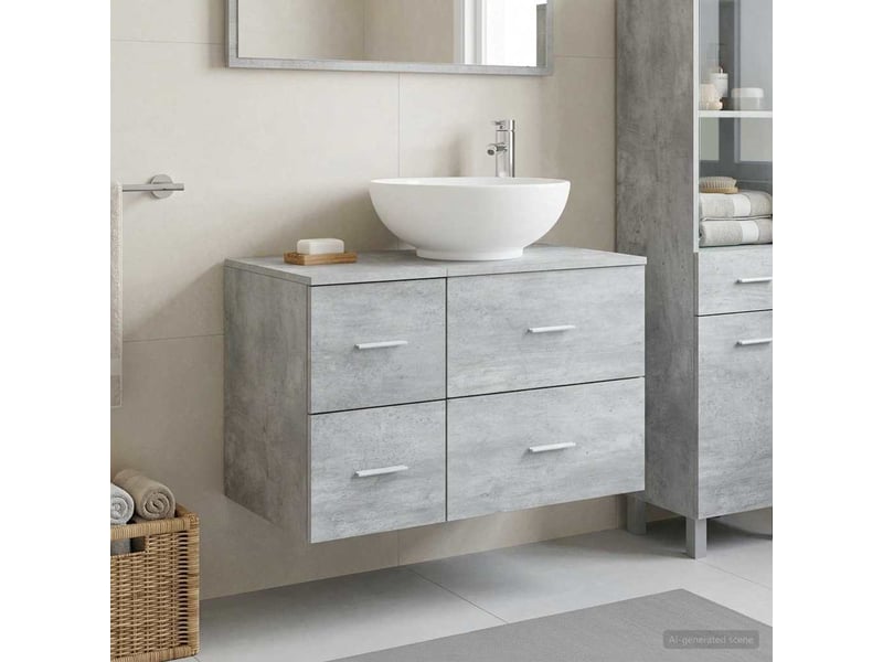  Ensemble de mobilier de salle de bain 2 pc gris béton cf64145  - Conforama B