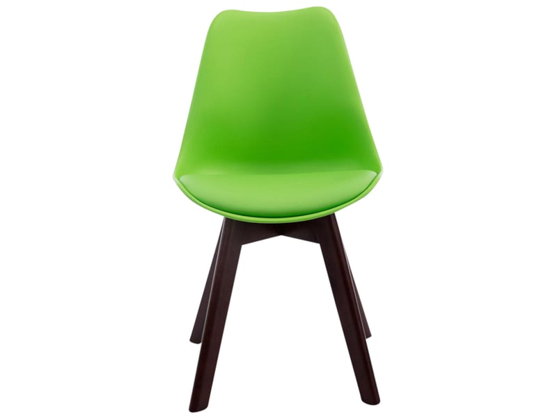  Lot de 4 chaises de salle à manger en similicuir et plastique vert et bois marron foncé style scandinave 10_0008813  - Conforama C