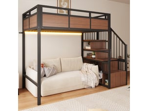 Lit mezzanine 90x200 cm <strong>OKWISH</strong>  <strong></strong> coloris marron