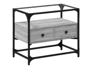 Meuble tv - banc tv - meuble de rangement avec dessus en verre sonoma gris bois d'ingénierie