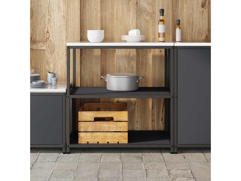 Étagère de cuisine, étagère de rangement hattem anthracite 90x50x92cm acier  - Conforama D