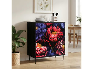 Commode chambre, meuble de rangement kiel imprimé de pivoine sombre 66 x 36,5 x 76 cm