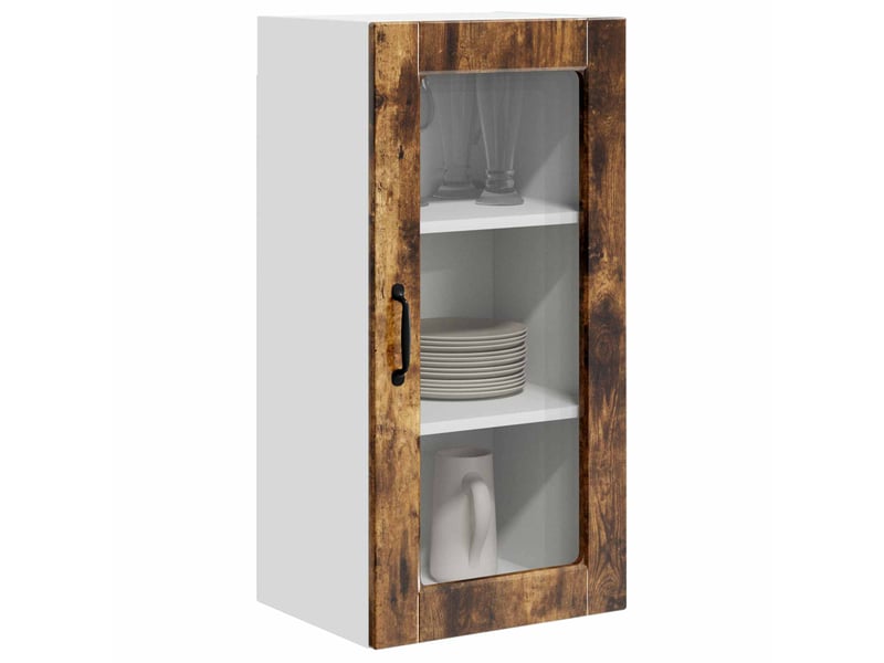 Meuble mural de cuisine, cabinet en verre mural chêne fumé 40x31x80cm shl3582 - Conforama C