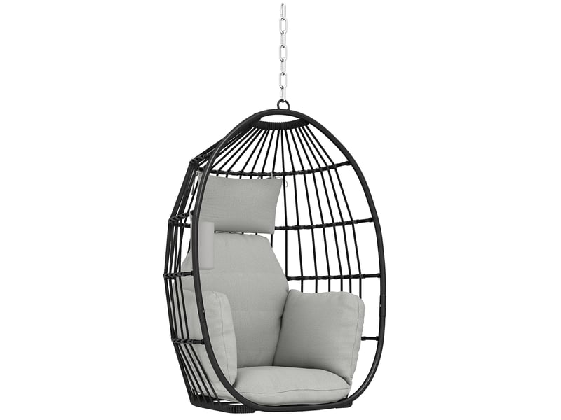  Fauteuil suspendu, fauteuil œuf suspendu, panier pliable, coussins rembourrés gris foncé  - Conforama B