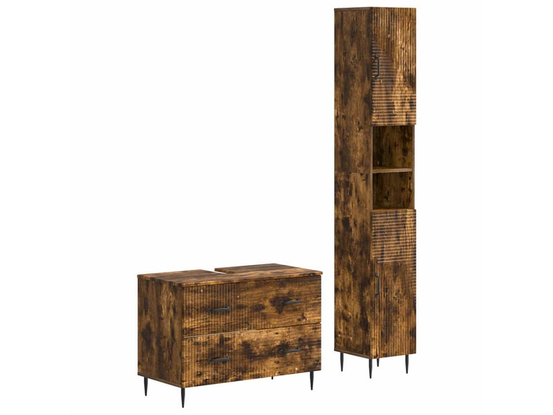 Ensemble de 2 meubles de salle de bain haarlem chêne fumé cf63159 - Conforama A