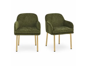 Lot de 2 chaises de salle à manger 61x59x78,5 cm avec accoudoirs vertes et dorées