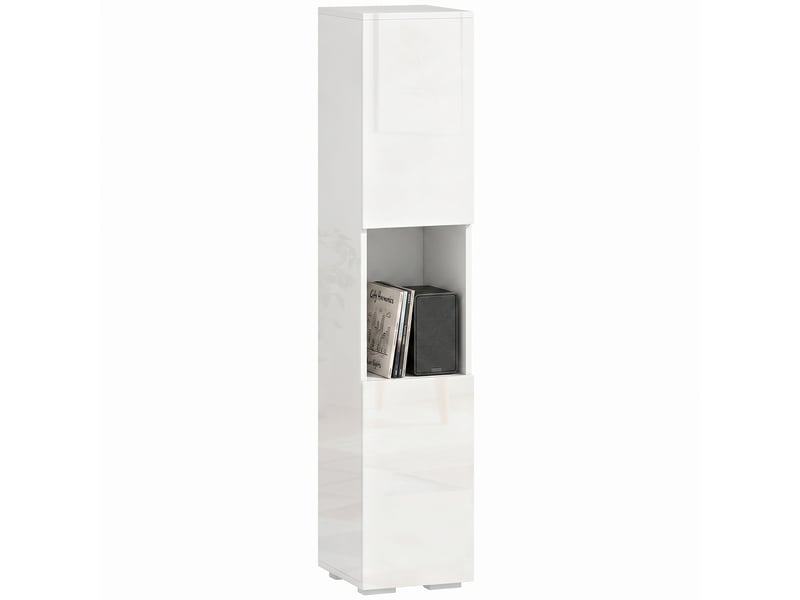 Meuble tv étroit avec 5 étagères réglables, blanc - Conforama A