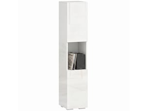 Meuble tv étroit avec 5 étagères réglables, blanc