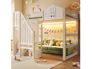 Lit mezzanine 140x200 cm <strong>OKWISH</strong>  <strong></strong> coloris blanc