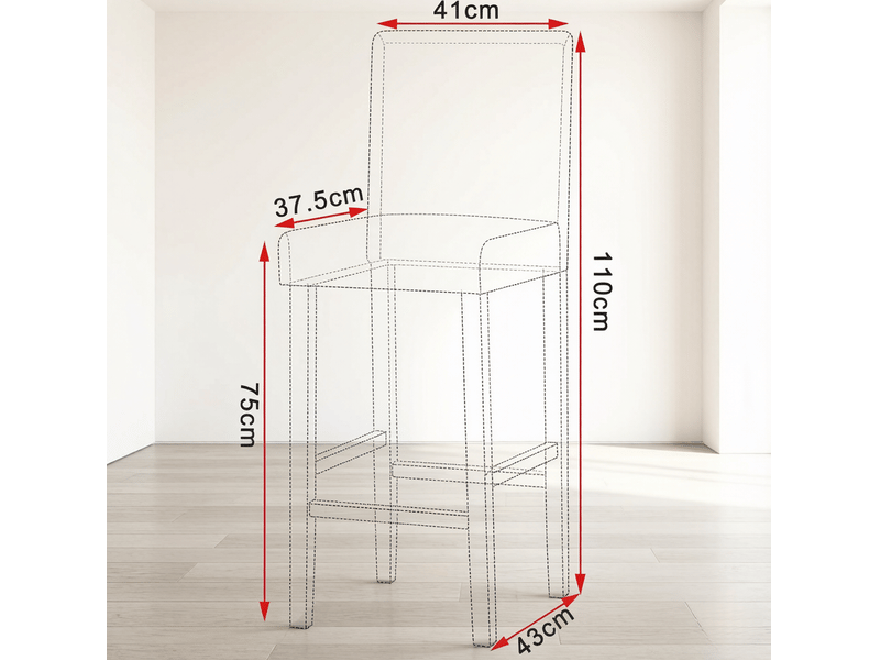  Tabouret de bar lot de 2 avec dossier ergonomique et repose-pieds en similicuir, bois, noir  - Conforama D