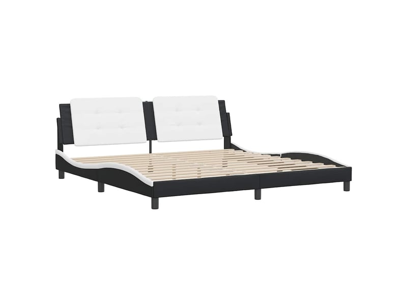 Lit double- lit adulte - cadre de lit sans matelas zadar noir et blanc 200x200 cm similicuir - Conforama B