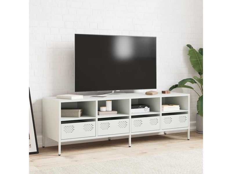  Meuble tv - banc tv - meuble de rangement blanc 135x39x43,5 cm acier laminé à froid  - Conforama C