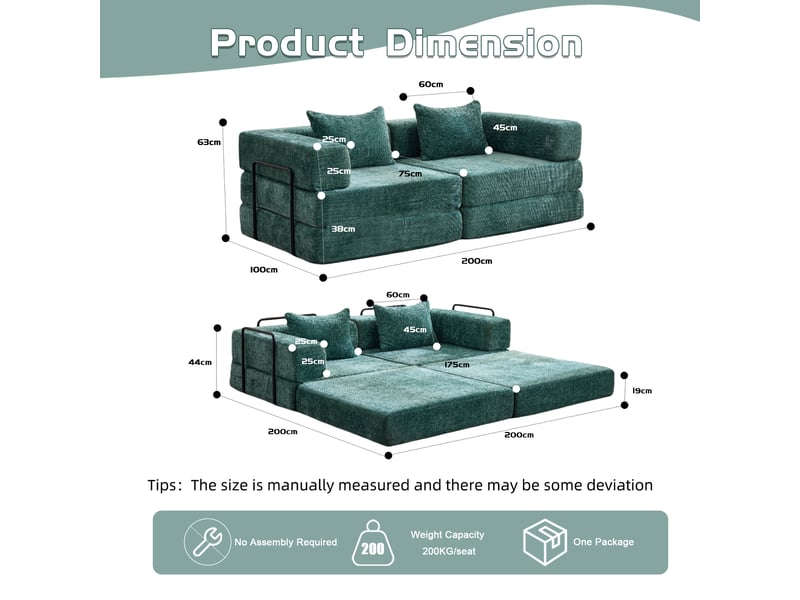  Canapé d'angle, canapé convertible, en tissu chenille, vert foncé, pour salon, adapté à l'espace de vie, chambre  - Conforama C