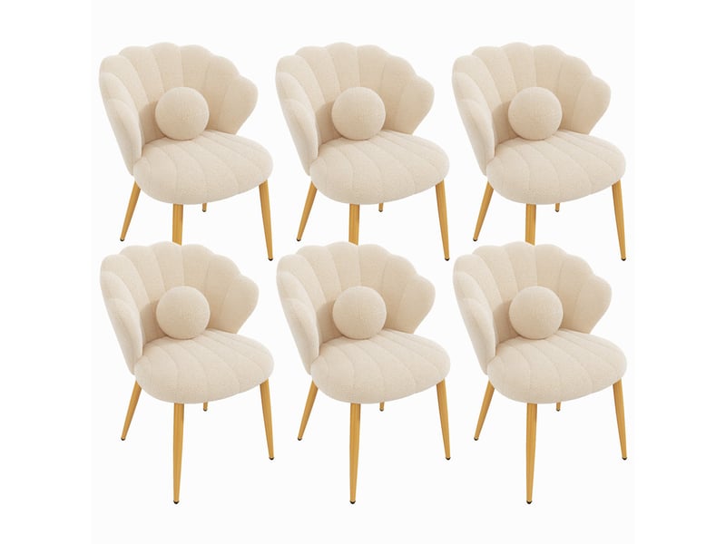  Lot de 6 chaises – rembourrées – pieds en métal doré – beige  - Conforama C