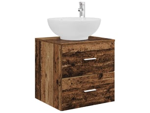 Vanité de lavabo mural, meuble de rangement bois ancien 49.5x44.5x66.5 cm