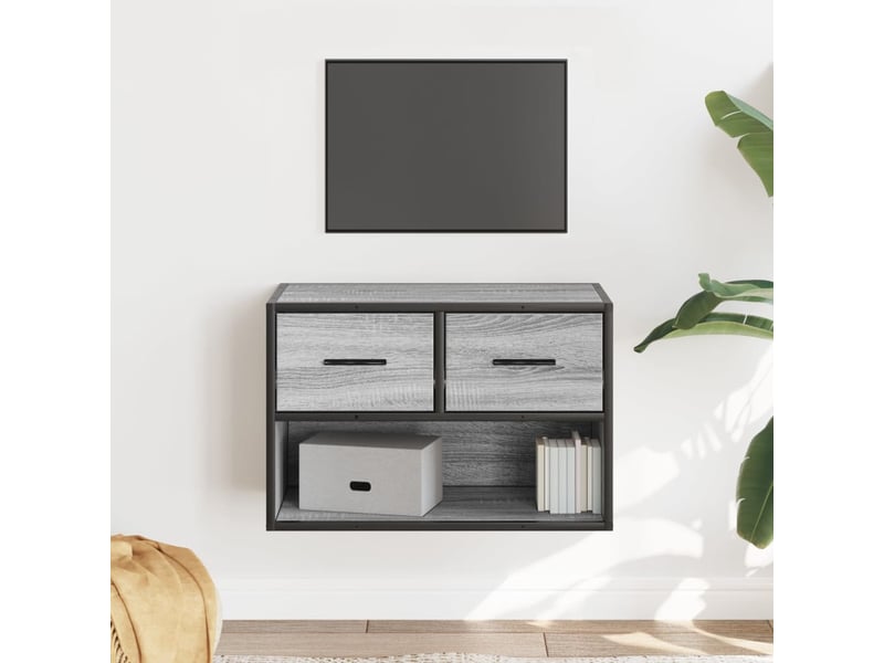  Meuble tv - banc tv - meuble de rangement sonoma gris 60x31x39,5 cm bois d'ingénierie et métal  - Conforama B