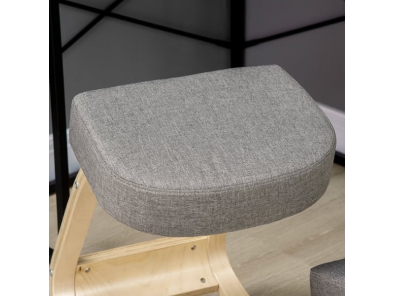  Chaise ergonomique à genoux, siège rembourré, bois de bouleau, gris, charge 120 kg  - Conforama E