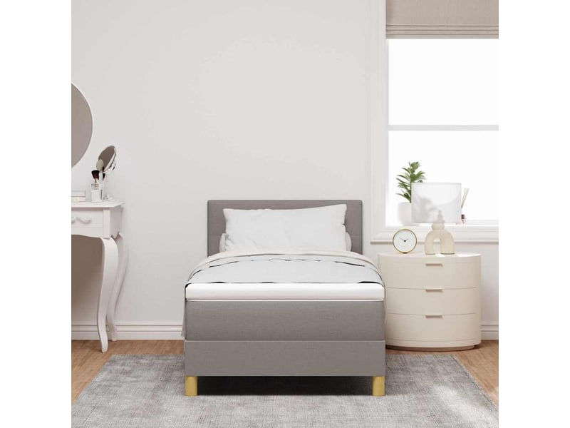  Lit simple, lit à ressorts avec coussin taupe 80 x 200 cm tissu  - Conforama C