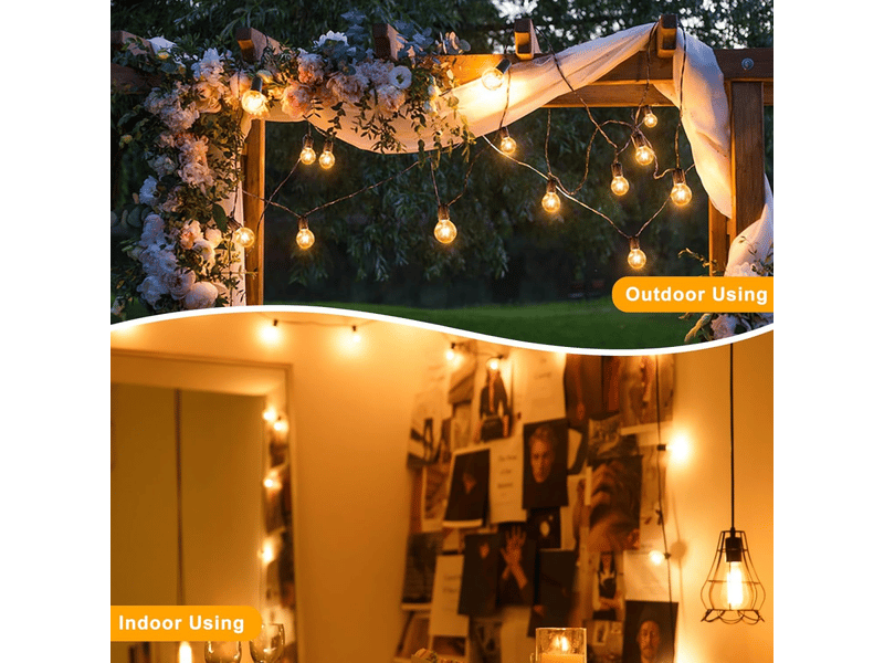  Guirlande lumineuse pour extérieur, 9,6 m, 25 ampoules g40, idéale pour jardin, chambre à coucher, bar, balcon, fête et patio.  - Conforama C