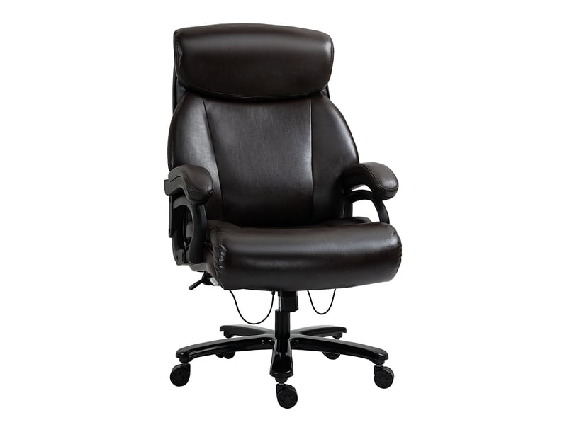  Fauteuil de bureau ergonomique marron, similicuir, rembourrage épais, hauteur réglable  - Conforama B