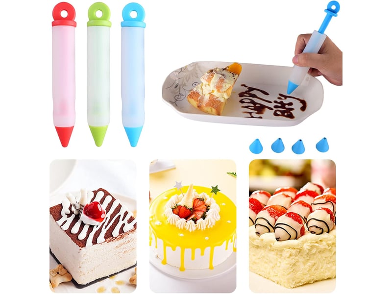 3 pcs stylos décoratifs en silicone pour gâteau, alphabet, tarte, poche à douille, conseils de cuisine polyvalents pour la décoration de pâtisserie, g - Conforama D