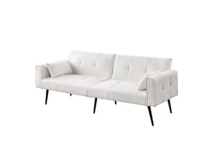 Canapé-lit clic-clac convertible 2 places 175x71x71cm couchage d’appoint compact pour salon, blanc