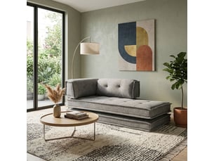 Canapé style futon 2 étages 3pl convertible tissu doux gris – annie