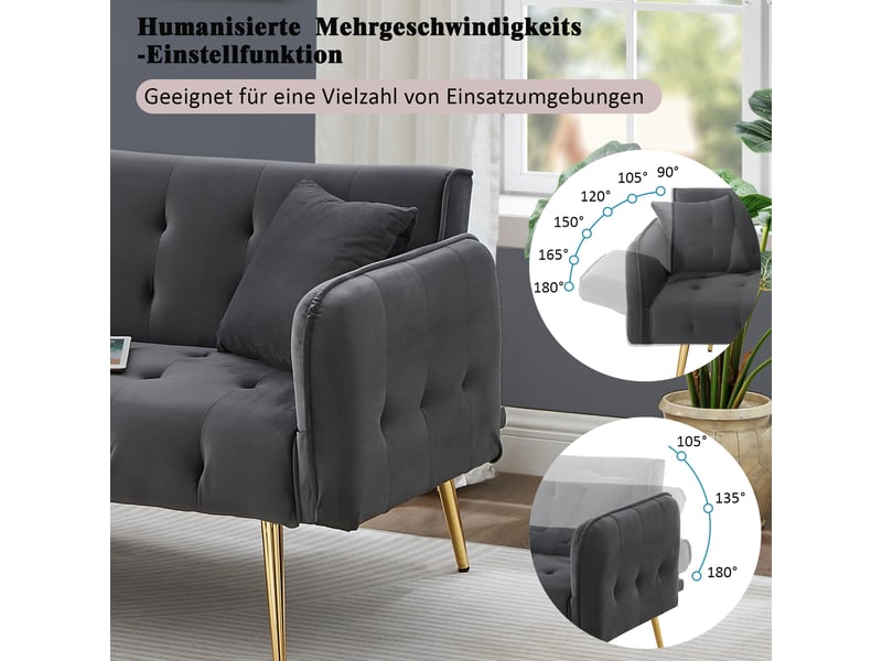  Canapé convertible 2 places en velours - dossier réglable - accoudoirs multi-positions - grand couchage - moderne  - Conforama D