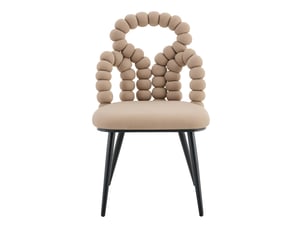 Lot de 2 chaises 48x50x86 cm dossier ouvert à chaîne de boules assise velours moelleuse, pieds métal, camel clair