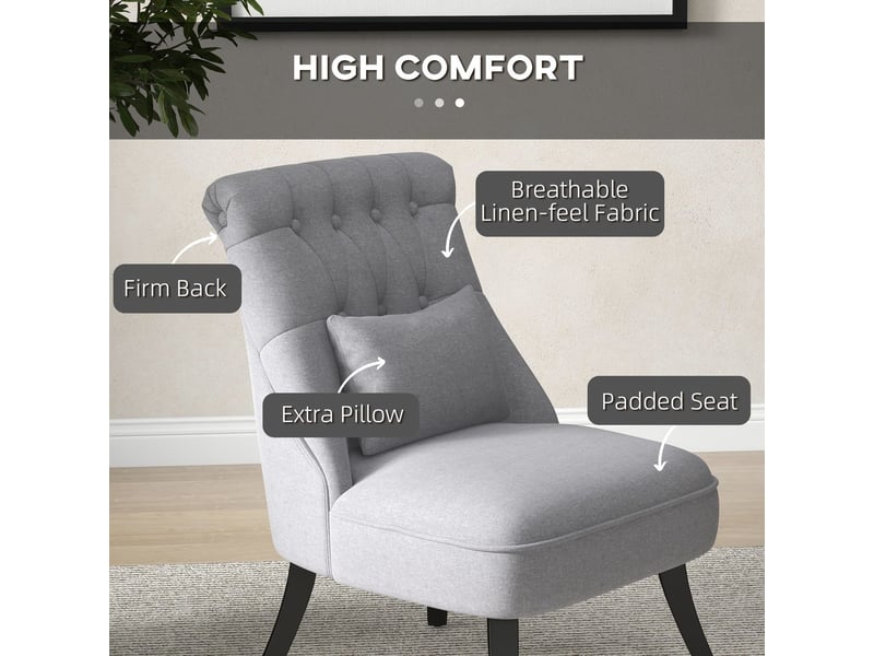  Fauteuil 52 x 69 x 77 cm dossier et coussin pieds surélevés revêtement en lin coloris gris confort détente  - Conforama E