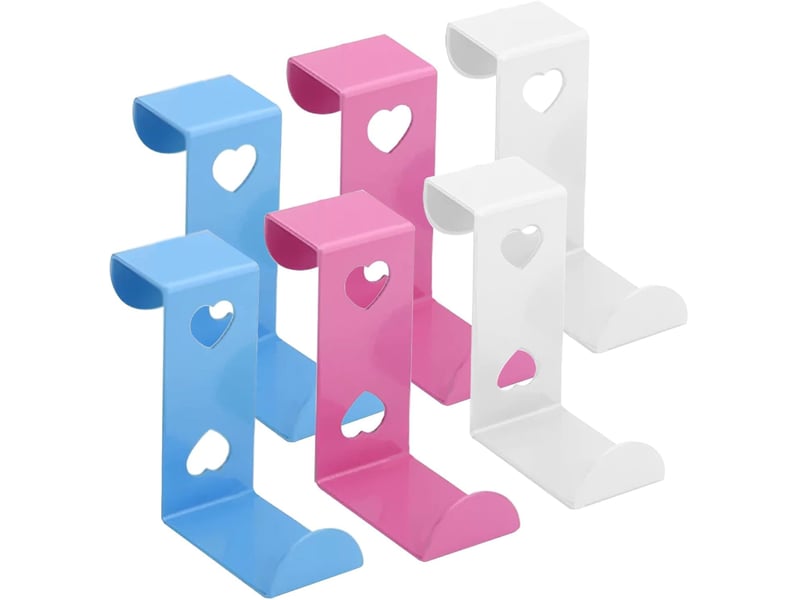  Lot de 6 cintres et crochets en acier inoxydable en forme de cœur pour manteaux, serviettes, sacs, chambre à coucher, salle de bain(rose, bleu, blanc, multicolore  - Conforama A