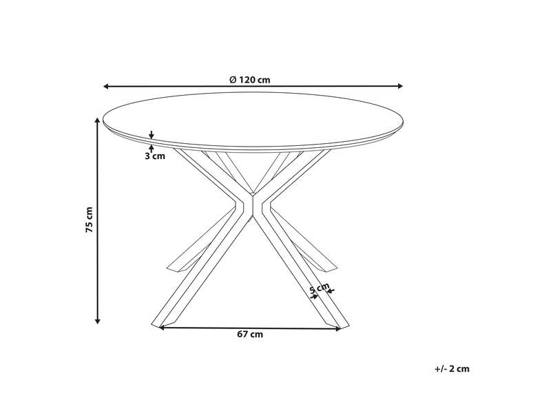  Table de repas fitzroy noir 120 cm 120 cm  - Conforama C