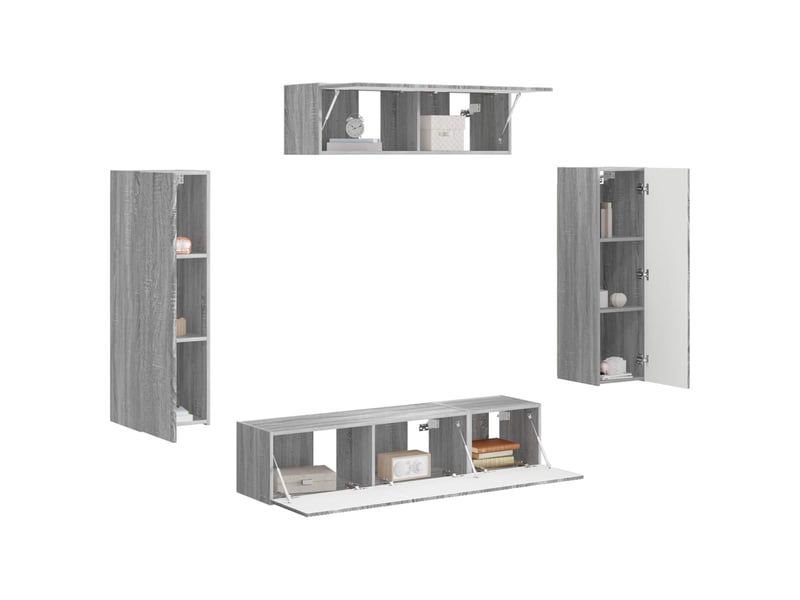  Meuble tv - banc tv - meuble de rangement 5 pcs gris sonoma  - Conforama C