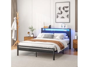 Lit avec rangement 140x200 cm coloris noir