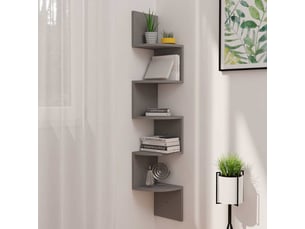 Étagère d'angle flottante, étagère murale gris 19x19x123 cm bois d'ingénierie cf41401