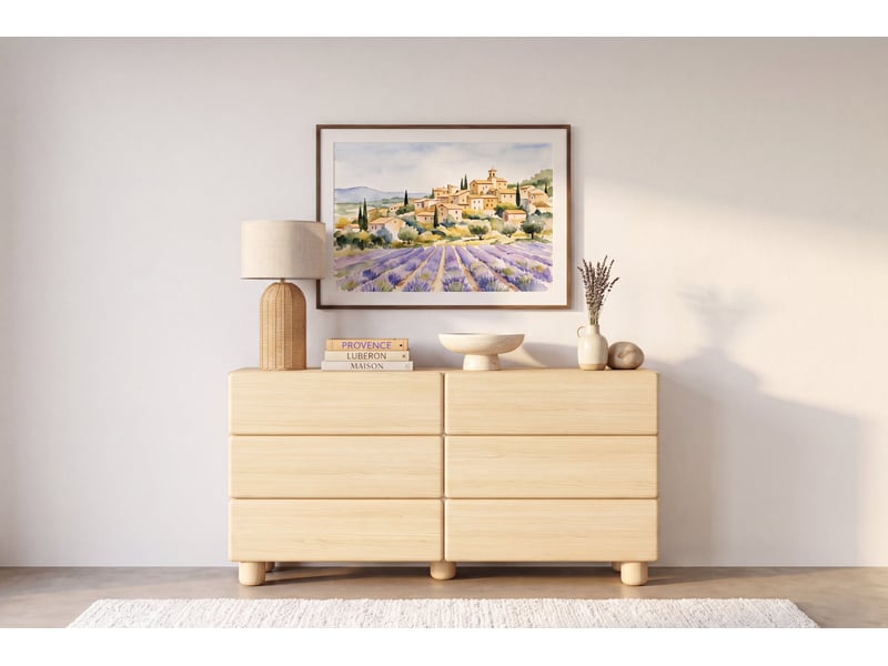  Calanque - buffet 6 tiroirs 160 cm mélaminé chêne clair  - Conforama D