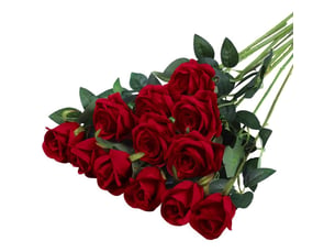 12 pièces fleurs artificielles,51 x 7 cm,tiges réglables,rose en flanelle,décoration mariage et jardin