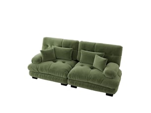 Canapé d'angle, canapé 2 places : style cloud, en chenille, coussins inclus