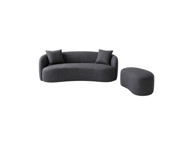 Canapé nyjy avec pouf coffre en velours – gris graphite – 178 x 67 x 120 cm - Conforama A