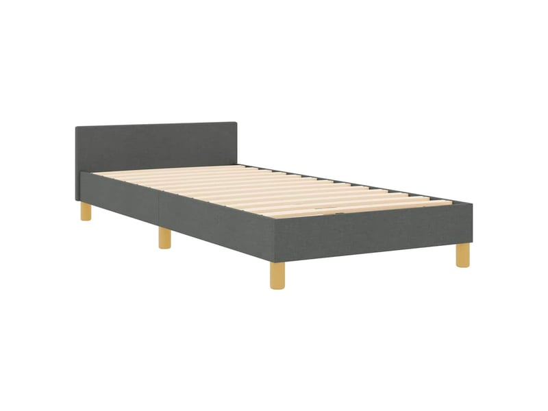  Lit simple- lit adulte -  cadre de lit avec tête de lit gris foncé 100 x 200 cm tissu  - Conforama C