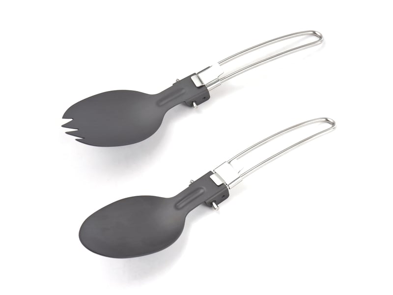  Ensemble d'ustensiles de camping pliables en aluminium (cuillère et spork) pour la randonnée  - Conforama A