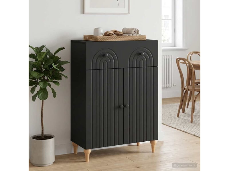  Buffet - bahut - meuble de rangement noir 66 x 34,5 x 90 cm bois d'ingénierie  - Conforama D