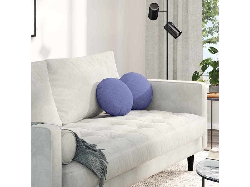 Lot de 2 coussins de siège, coussins décoratifs tissu bleu denim ø30 x 13 cm cf59767 - Conforama B
