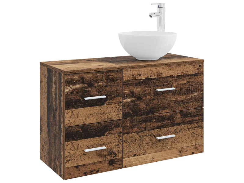 Ensemble de mobilier de salle de bain 2 pcs bois ancien shl2594 - Conforama A